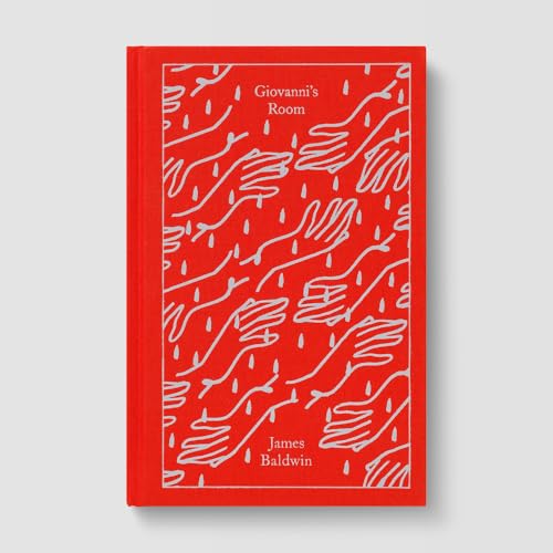 Red book cover with white abstract lines and text: "Giovanni's Room".