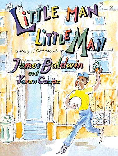 Book cover: "Little Man" by James Baldwin, illustrated with a boy.