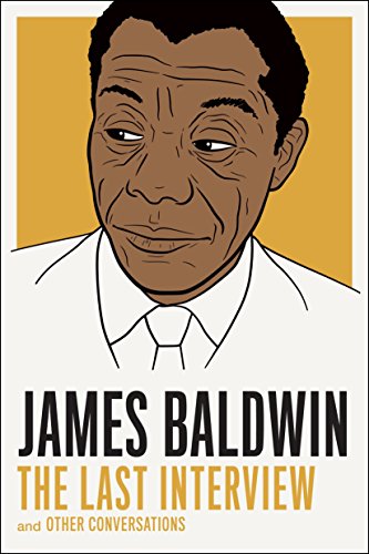 Book cover featuring an illustrated portrait of James Baldwin against a gold background.