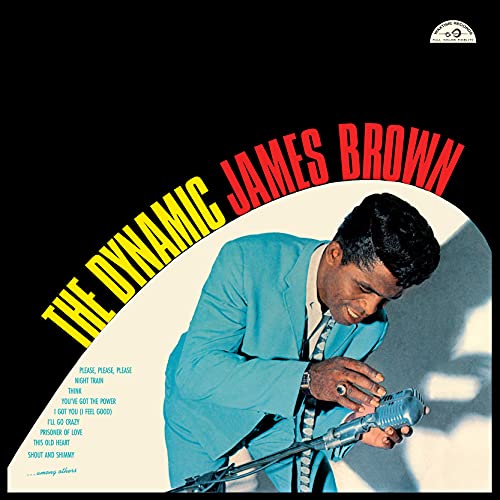 Album cover featuring James Brown in a blue suit singing into a microphone.