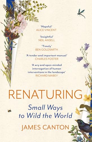 Book cover with botanical illustrations, a butterfly, a bird, and text on cream background.