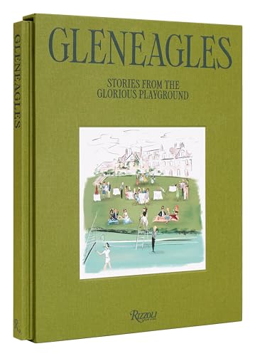 Green hardcover book titled Gleneagles with an illustration of people outdoorsL outdoors.