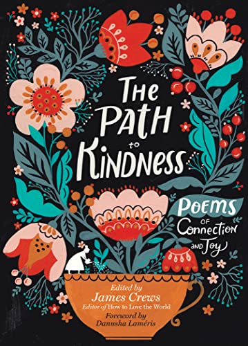 Book cover with floral illustrations, a teacup, and white text on a black background.