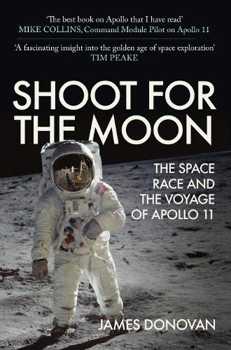 Book cover: "Shoot for the Moon" with astronaut on lunar surface.