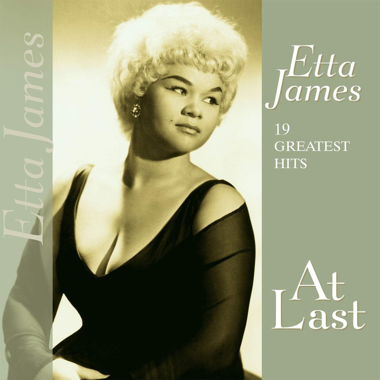 Etta James album cover, portrait of a blonde woman in evening wear.