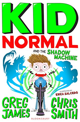 Book cover: boy with superpowers facing shadowy creatures, green text.