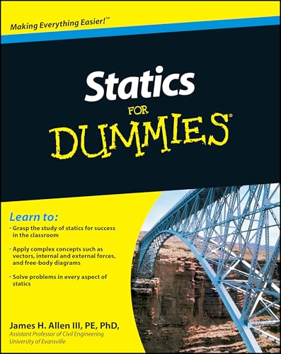 Book cover for "Statics For Dummies" with a bridge image.