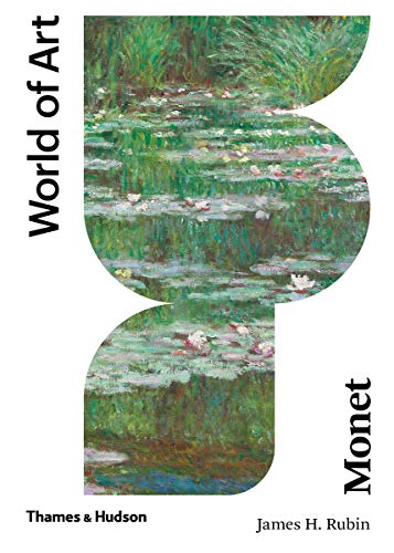 Book cover featuring Monet’s water lilies painting, white background, text.