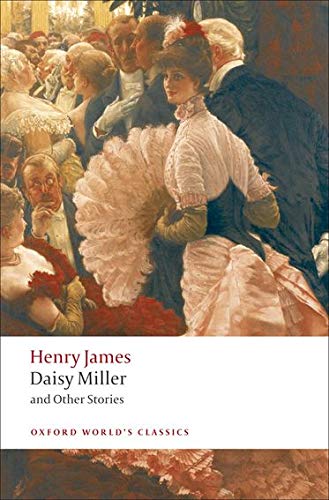 Book cover: "Daisy Miller" by Henry James, with a painting of people.
