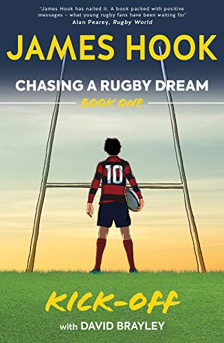 Book cover showing a young rugby player standing before goalposts on a field.