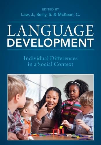 Book cover titled Language Development showing a teacher interacting with children using colorful blocks.