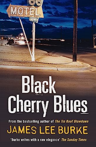 Book cover: āBlack Cherry Bluesā with a motel sign at night.