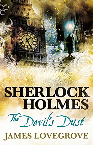 Book cover for “Sherlock Holmes - The Devil’s Dust” with a clock tower.