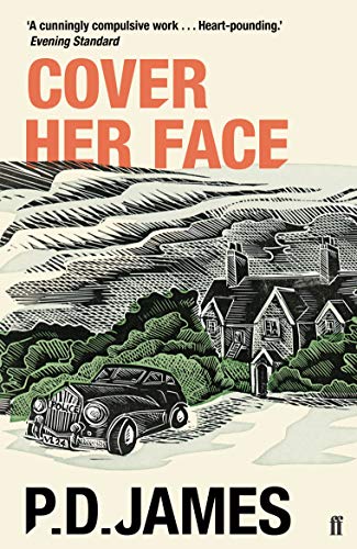 Book cover: vintage car before a house, hilly landscape, red title.