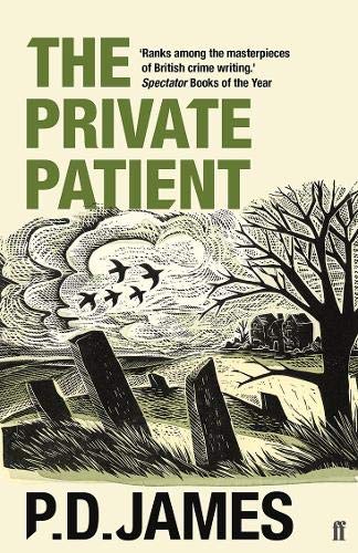 Book cover: "The Private Patient" by P.D. James, with a graveyard scene.