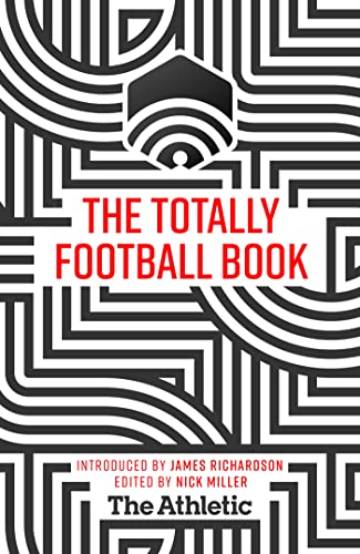 Book cover with abstract white lines, a football shape, and red text.
