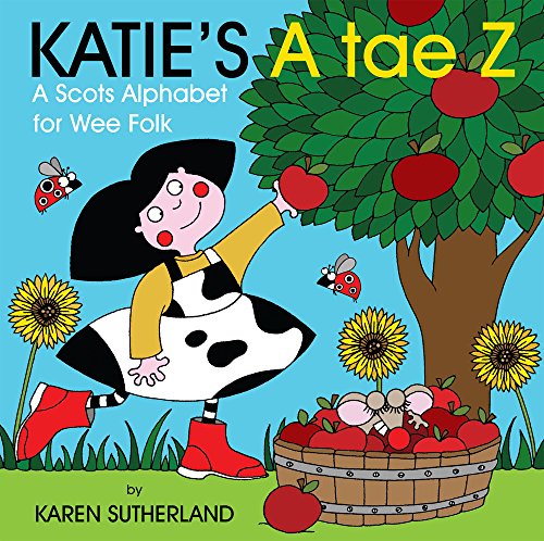 Children’s book cover with illustrated girl, apples, flowers, and insects.