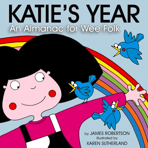 Children’s book cover with a girl, rainbow, and three blue birds.