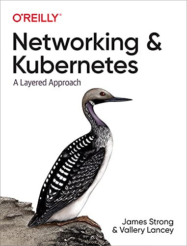 Book cover: "Networking & Kubernetes" with a loon illustration.