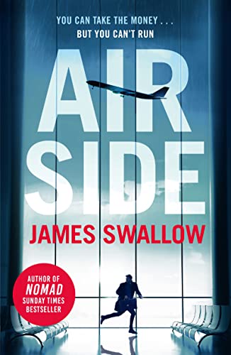 Book cover for Airside by James Swallow featuring a silhouette running in an airport.