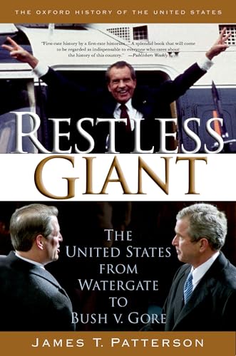 Book cover: “Restless Giant” depicting Nixon and Bush with text details.
