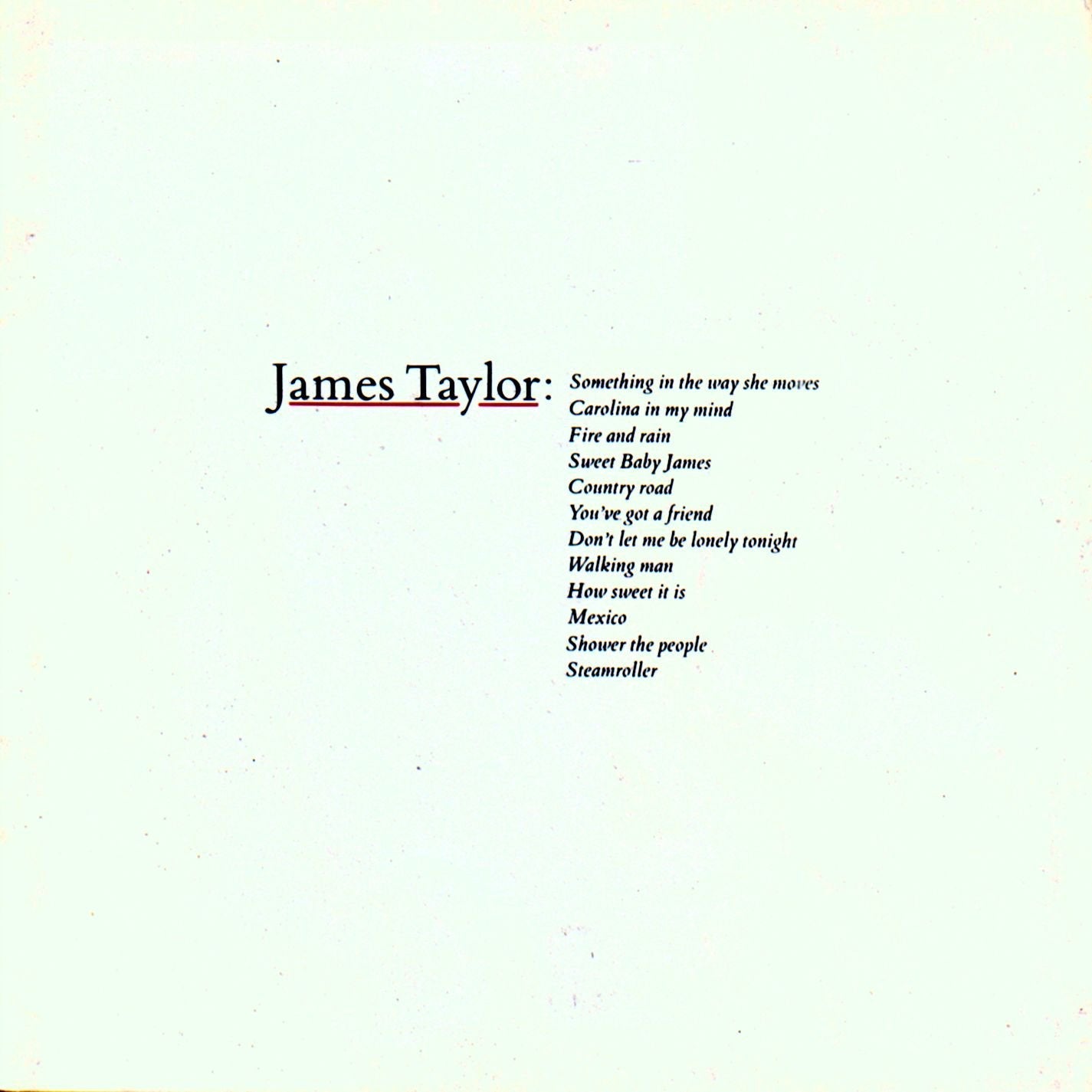 James Taylor “Classic Songs” CD cover with song list in black text.