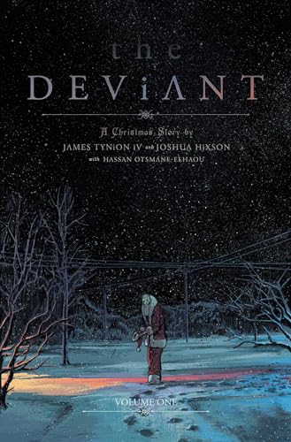 Comic book cover: a figure stands in a snowy, dark suburban landscape.