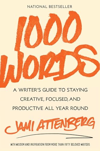 Book cover: "1000 Words" by Jami Attenberg, with orange handwritten-style title.