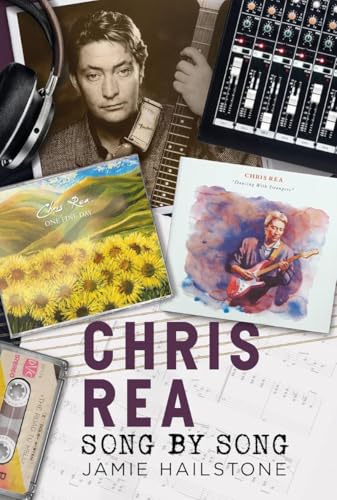 Book cover featuring Chris Rea, album art, a cassette tape, and a mixing console.