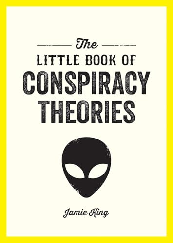 Book cover: "The Little Book of Conspiracy Theories" with alien graphic.