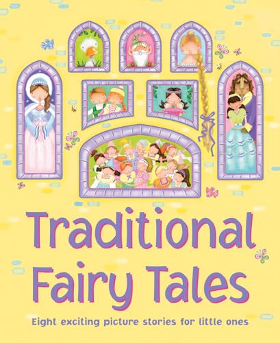 Book cover: “Traditional Fairy Tales” with illustrated fairytale scenes.
