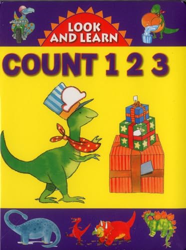 Colorful children’s book cover featuring a green dinosaur and numbers 123.