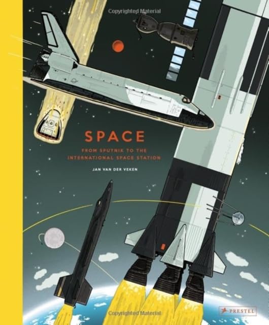 Book cover depicting space shuttles, rockets, and the International Space Station.