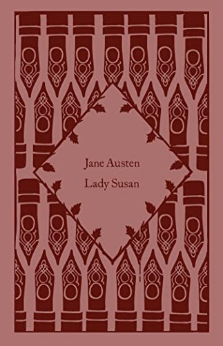 Book cover for Lady Susan by Jane Austen with a red patterned fountain pen background.