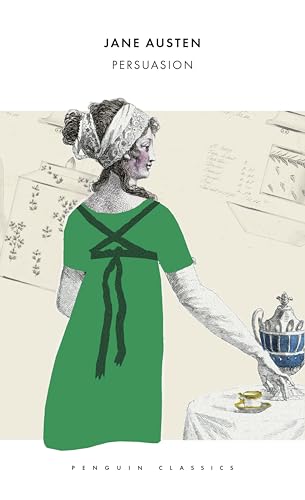 Book cover of "Persuasion" by Jane Austen, featuring a woman in green.