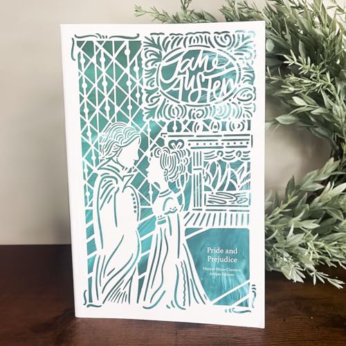 “Pride and Prejudice” Artisan Edition book cover with teal and white design.