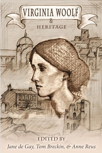 Book cover: Virginia Woolf portrait over a sketched castle landscape.