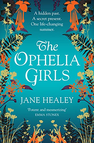 Book cover for "The Ophelia Girls" with floral border and teal background.