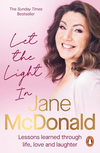 Book cover with portrait of Jane McDonald and pink, gold lettering.
