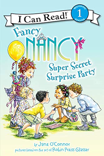 Fancy Nancy book cover with children gathered around a gift.