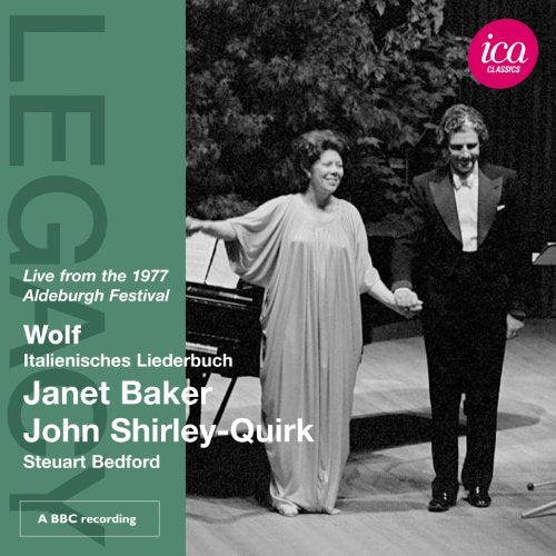 CD cover: Janet Baker and John Shirley-Quirk performing, black and white.