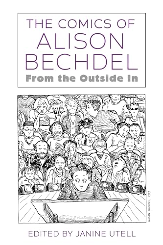 Book cover featuring black and white comic panel of people at tables.
