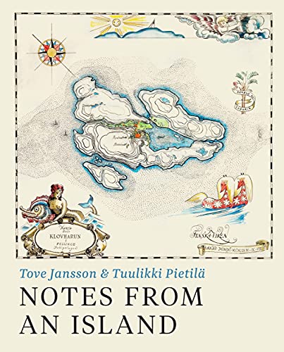 Book cover featuring a hand-drawn map of Klovharun island with nautical and whimsical illustrations.