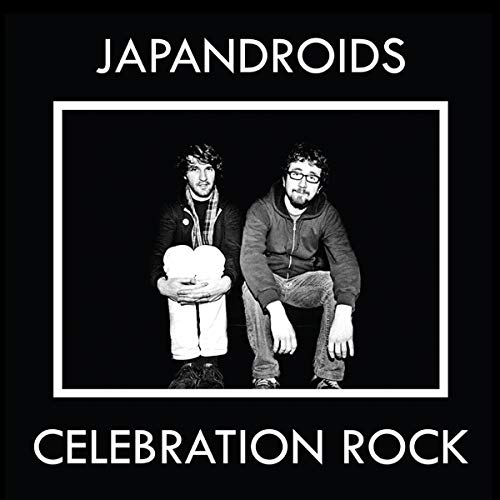 Black and white album cover featuring two men seated, “Celebration Rock” text.