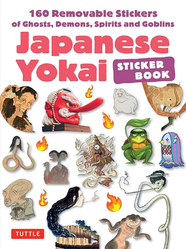 Cover of Japanese Yokai sticker book featuring colorful illustrations of mythical creatures.