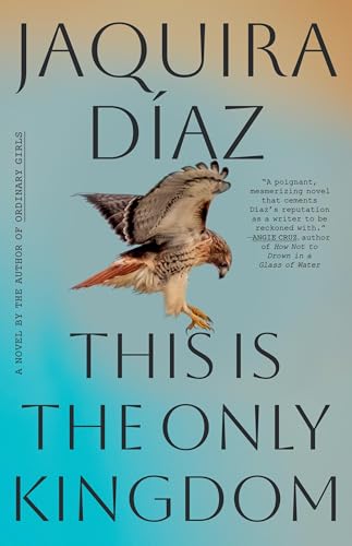 Book cover: hawk in flight over gradient blue and orange background.