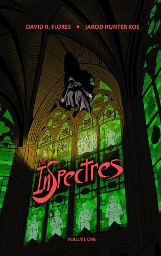 Comic book cover: shadowy figure in a gothic, stained-glass window.