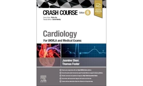 Book cover: “Crash Course Cardiology” with heart illustration and ECG tracing.