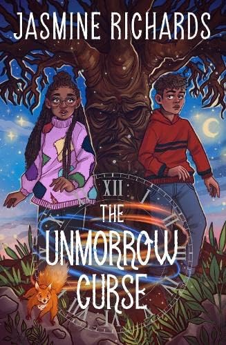 Book cover: two children, a clock, and a squirrel under a tree.