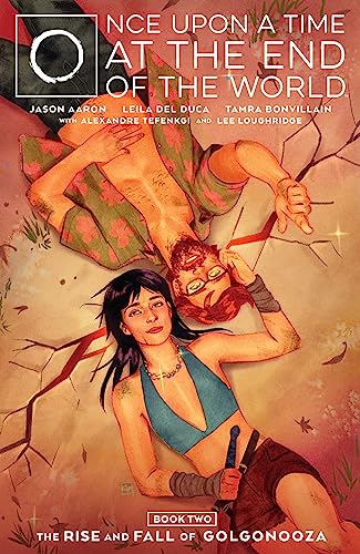 Comic book cover: two people lying amongst cracked earth and foliage.